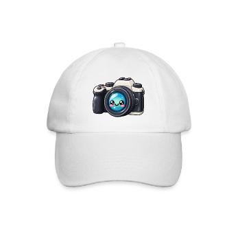 Kawaii Kamera Blickfang - Baseballkappe - Weiß/Weiß - Vorne