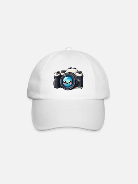 Kawaii Kamera Blickfang - Baseballkappe - Weiß/Weiß