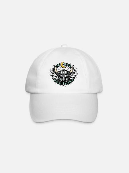 Mondhorn Viking Helm Runen - Baseballkappe - Weiß/Weiß