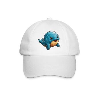 Kuscheliger Blauwal-Charakter - Baseballkappe - Weiß/Weiß - Vorne