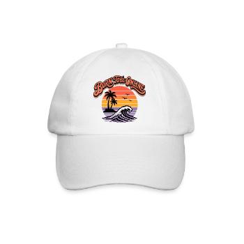 Born to Be Online Retro Sunset Surf - Baseballkappe - Weiß/Weiß - Vorne