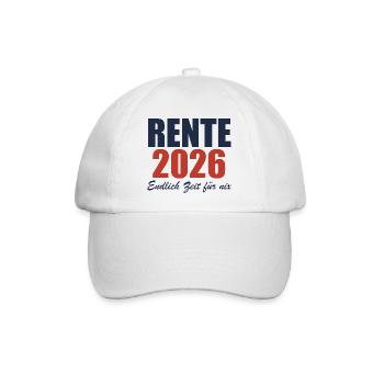 Rente 2026 – Endlich Zeit für nix - Baseballkappe - Weiß/Weiß - Vorne