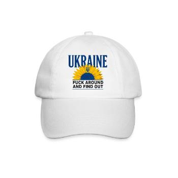 Ukraine FAFO Sonnenblume – Kühne Aussage - Baseballkappe - Weiß/Weiß - Vorne