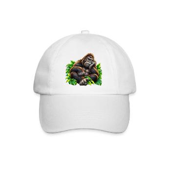 Loungegorilla im Dschungel - Baseballkappe - Weiß/Weiß - Vorne
