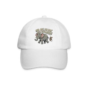 Maus fängt Elefant, lustiger Spruch - Baseballkappe - Weiß/Weiß - Vorne
