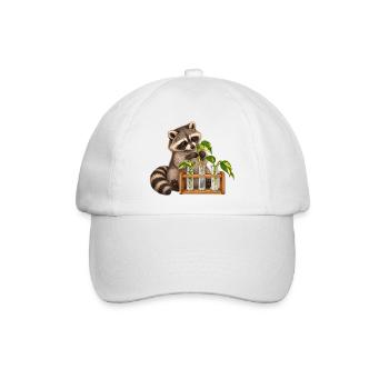 Waschbär vermehrt Pflanzen - Baseballkappe - Weiß/Weiß - Vorne