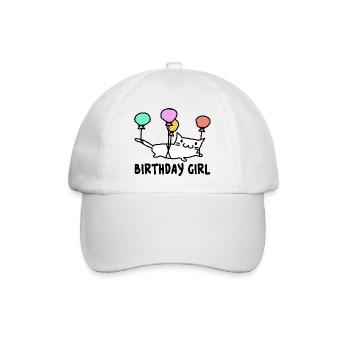 Katze mit Ballons Birthday Girl Geschenk - Baseballkappe - Weiß/Weiß - Vorne