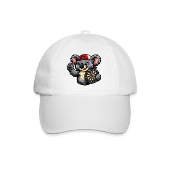 Koala beim Dart – Lustiges Motiv für Dartspieler - Baseballkappe - Weiß/Weiß - Vorne
