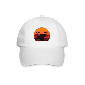 Schlagzeug Sonnenuntergang - Baseballkappe - Weiß/Weiß - Vorne