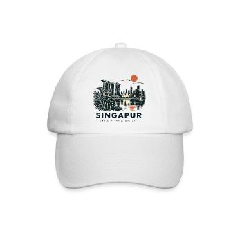 Singapur Skyline Abend - Baseballkappe - Weiß/Weiß - Vorne