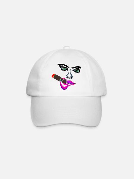 Neon Lippen Pop-Art Zigarre - Baseballkappe - Weiß/Weiß