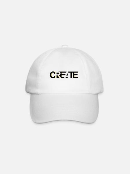 CREATE, modernes, kreatives Credo - Baseballkappe - Weiß/Weiß