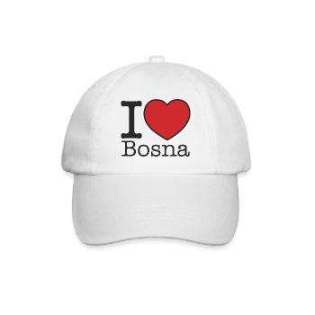I love Bosna - Bratwurst, Curry, Zwiebeln, Senf - Baseballkappe - Weiß/Weiß - Vorne