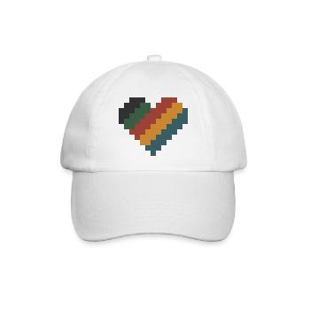 Retro Pixel Herz - Baseballkappe - Weiß/Weiß - Vorne