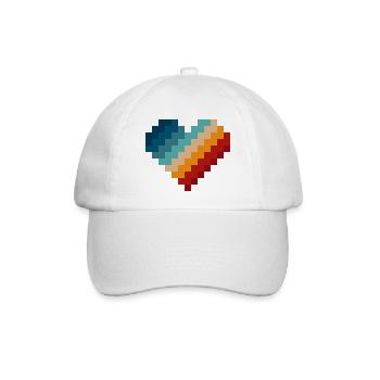 Retro Pixel Herz - Baseballkappe - Weiß/Weiß - Vorne
