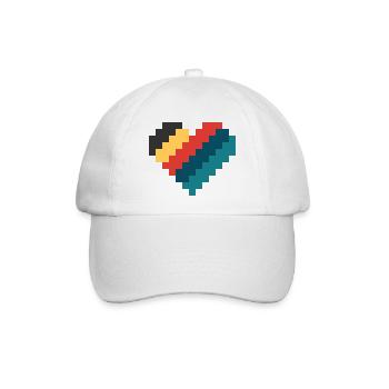 Retro Pixel Herz - Baseballkappe - Weiß/Weiß - Vorne