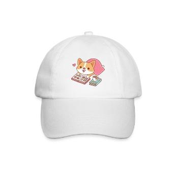 Niedlicher Corgi liebt es, Manga zu lesen - Baseballkappe - Weiß/Weiß - Vorne