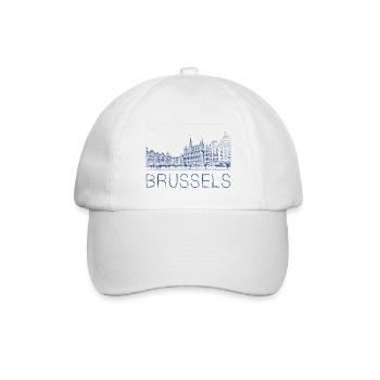 Stiftzeichnung Brüssel - Baseballkappe - Weiß/Weiß - Vorne