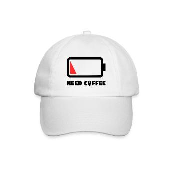 Need Coffee Akkuanzeige Geschenk - Baseballkappe - Weiß/Weiß - Vorne