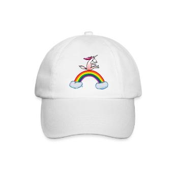 Verrücktes Einhorn - Baseballkappe - Weiß/Weiß - Vorne