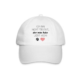 Katze Katzen Kater Geschenk Liebe Siam Maine Coon - Baseballkappe - Weiß/Weiß - Vorne