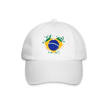 brasilien Flagge Herz-Spiele - Baseballkappe - Weiß/Weiß - Vorne