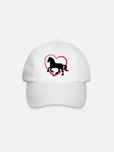 Fresian or Gypsie Cob type Horse with Heart - Baseballkappe - Weiß/Weiß
