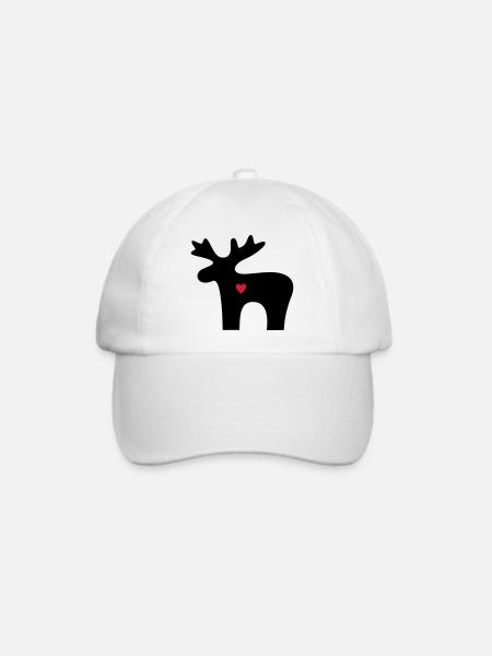Elch Herz Liebe Silhouette Weihnachten - Baseballkappe - Weiß/Weiß