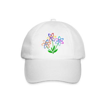 flower power, Atom, Atomkern, Blumen Atomenergie - Baseballkappe - Weiß/Weiß - Vorne