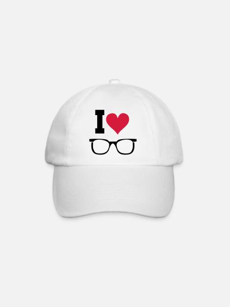 Brille Sonnenbrille Herz Statement Geschenk - Baseballkappe - Weiß/Weiß