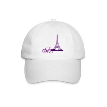Paris Eiffelturm Fahrrad Bike - Baseballkappe - Weiß/Weiß - Vorne