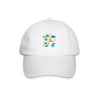 Dinos Dinosaurier Design - Baseballkappe - Weiß/Weiß - Vorne