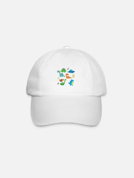 Dinos Dinosaurier Design - Baseballkappe - Weiß/Weiß