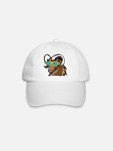 Ram mit Sonnenbrille - Baseballkappe - Weiß/Weiß