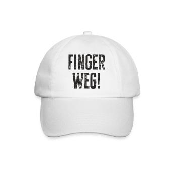 Finger weg - Bitte nicht berühren - Schutz - Baseballkappe - Weiß/Weiß - Vorne
