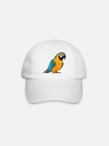 blauer und gelber Ara - Baseballkappe - Weiß/Weiß