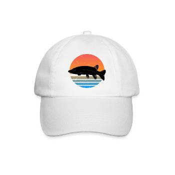 Retro Hecht Angeln Fisch Wurm Angler Raubfisch - Baseballkappe - Weiß/Weiß - Vorne