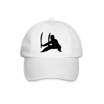 Kung Fu Praktizierender mit zwei Schwertern - Baseballkappe - Weiß/Weiß - Vorne