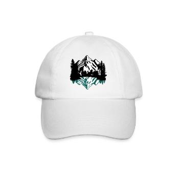 Berge, Wald und Spiegelung im See - Baseballkappe - Weiß/Weiß - Vorne