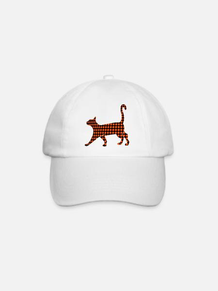 Schwarze Katze - Baseballkappe - Weiß/Weiß