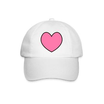Herz rosa black outline - Baseballkappe - Weiß/Weiß - Vorne