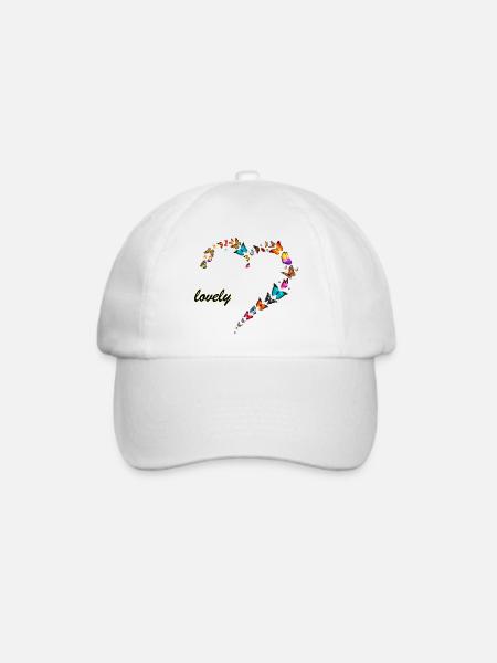 Schmetterlinge multi schönes Herz - Baseballkappe - Weiß/Weiß