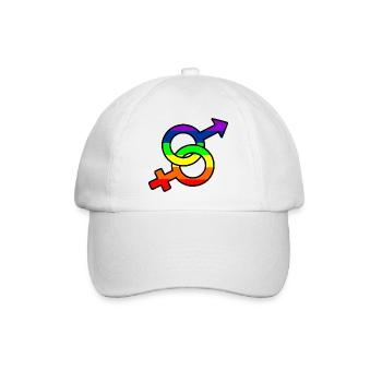 Gender-Hetero-Logo mit Regenbogen - Baseballkappe - Weiß/Weiß - Vorne
