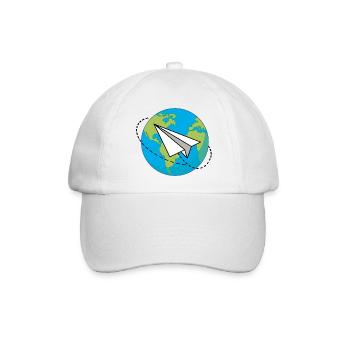 Planet Erde mit einem Papierflieger - Baseballkappe - Weiß/Weiß - Vorne