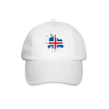 Iceland Flagge Fleckendesign - Baseballkappe - Weiß/Weiß - Vorne