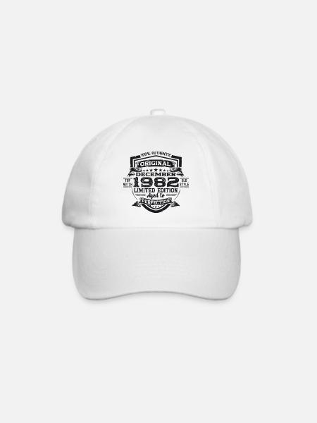 Dezember Jahrgang 1982 40. Geburtstag Geschenk - Baseballkappe - Weiß/Weiß