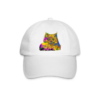 Bunte Katze - Baseballkappe - Weiß/Weiß - Vorne
