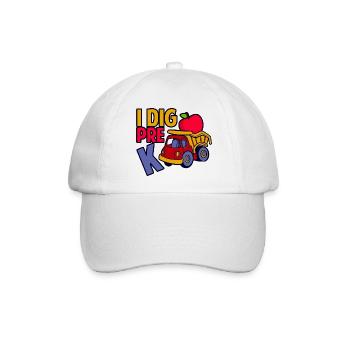 I Dig Pre-K - Baseballkappe - Weiß/Weiß - Vorne