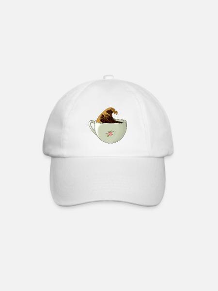 Die große Welle Koffein - Baseballkappe - Weiß/Weiß