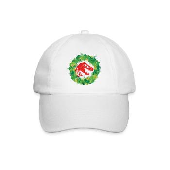 Jurassic World Weihnachts Design T-Rex Mit Kranz - Baseballkappe - Weiß/Weiß - Vorne